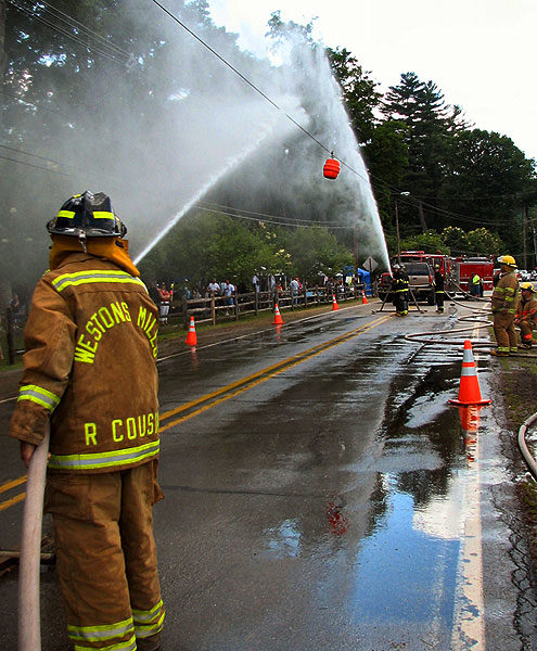 Firefighter water battles in Shinglehouse